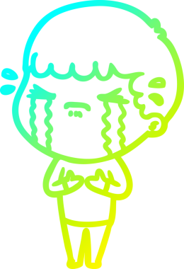 Bir insan tarafından çizilmiş ağlayan bir çizgi film karakteri çizimi.