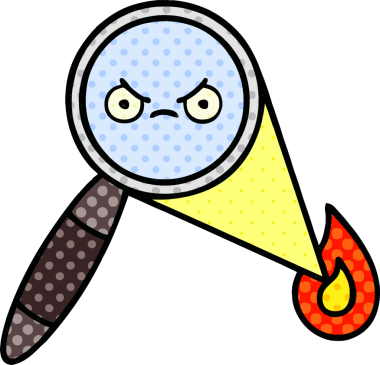 Bir insan tarafından çizilmiş bir büyüteçin çizgi roman tarzı karikatürü