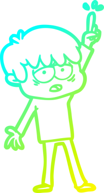 Bir insan tarafından çizilmiş, bitkin bir çocuğun soğuk çizgi çizimi.