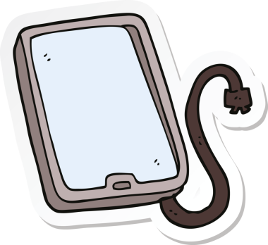 Bir insan tarafından çizilmiş karikatür tabletinin çıkartması