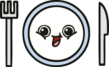 Bir insan tarafından çizilmiş yemek tabağı karikatürü.