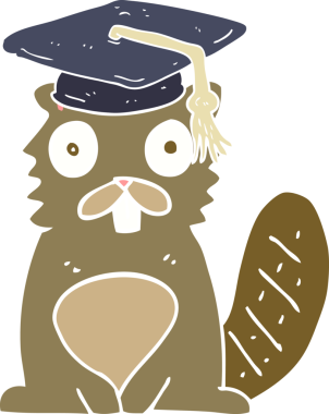 Bir insan tarafından çizilmiş kunduz mezununun düz renk çizimi