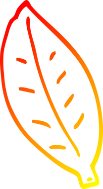 Bir insan tarafından çizilen çizgi film yaprağının sıcak gradyan çizimi