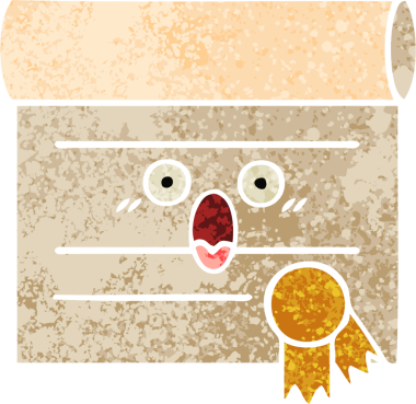 Bir insan tarafından çizilmiş bir sertifikanın retro illüstrasyon tarzı karikatürü