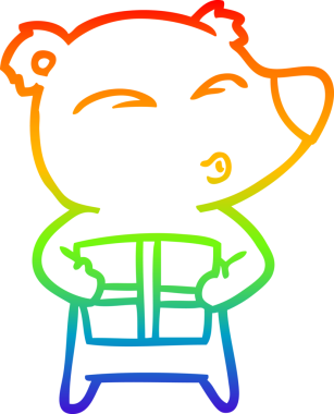 gökkuşağı gradyanı çizimi bir insan tarafından çizilmiş bir karikatür noel kutup ayısı