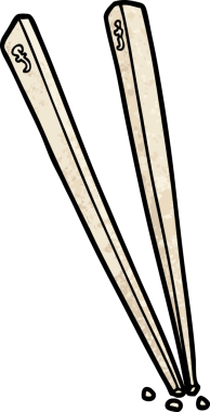 Bir insan tarafından çizilmiş yemek çubukları.