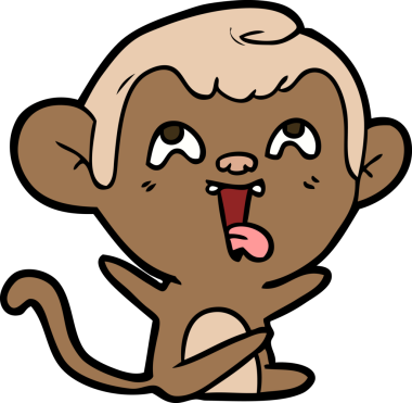 Bir insan tarafından çizilmiş çılgın çizgi film maymunu