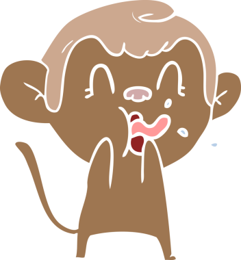 Bir insan tarafından çizilmiş düz renk çizgi film maymunu.