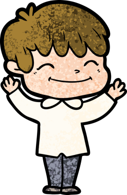 Bir insan tarafından çizilmiş mutlu çocuk çizgi filmi.