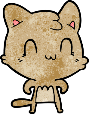 Bir insan tarafından çizilmiş mutlu bir kedi.