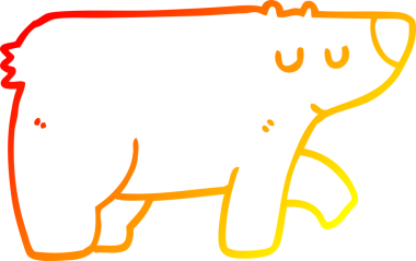 Bir insan tarafından çizilen çizgi film ayısının sıcak çizgi çizimi