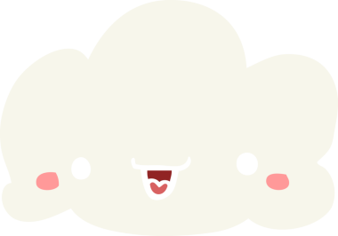 Bir insan tarafından çizilmiş düz renkli çizgi film bulutu