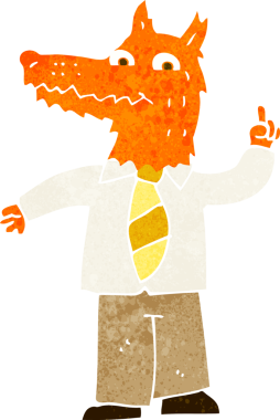 Bir insan tarafından çizilmiş bir fikri olan çizgi film tilkisi.