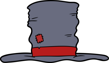 Bir insan tarafından çizilmiş eski bir şapka karikatürü.