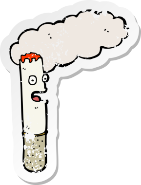 Bir insan tarafından çizilmiş karikatür sigarasının gerilimli yapıştırması.