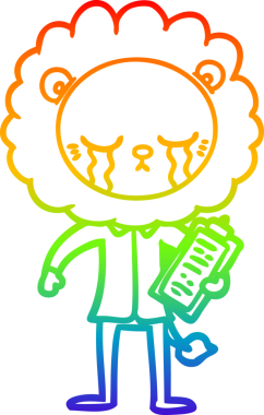 Gökkuşağı gradyan çizgisi bir insan tarafından çizilmiş ağlayan bir aslanın çizimi