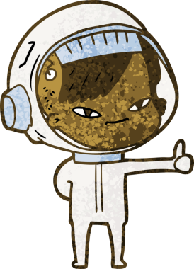 Bir insan tarafından çizilmiş astronot kadın.