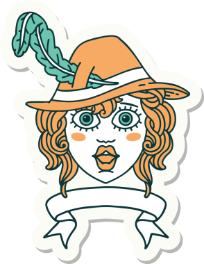 İnsan ozan karakterinin bir insan tarafından çizilmiş etiketi.