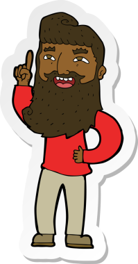 Bir insan tarafından çizilmiş mutlu sakallı bir adamın çıkartması.