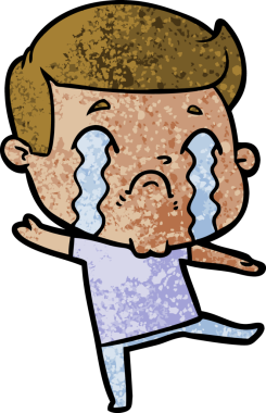 Bir insan tarafından çizilmiş ağlayan çizgi film adamı.