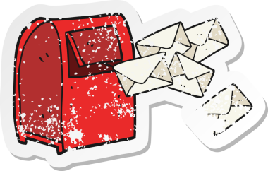 Bir insan tarafından çizilmiş karikatür posta kutusunun gerilimli yapıştırması.