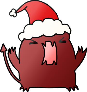 Bir insan tarafından çizilmiş Kawaii şeytanının el çizimi gradyan çizgi filmi.