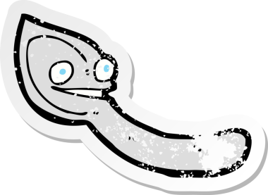 Bir insan tarafından çizilmiş karikatür kaşığının gerilmiş yapıştırması.