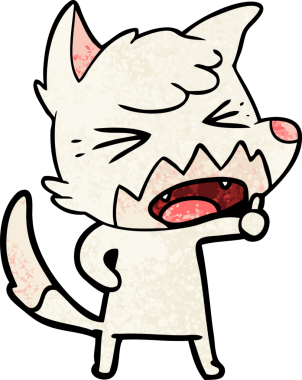 Bir insan tarafından çizilmiş kızgın çizgi film tilkisi.