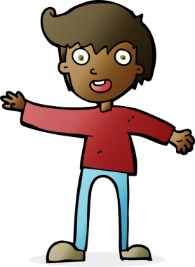 Bir insan tarafından çizilmiş heyecanlı bir çocuk.