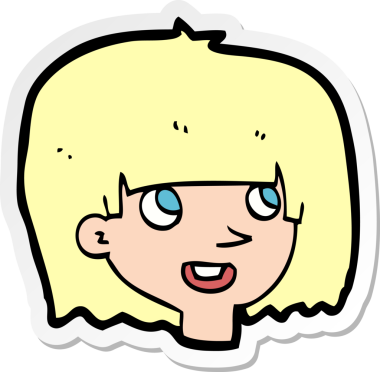 Bir insan tarafından çizilmiş mutlu kadın yüzü çıkartması.