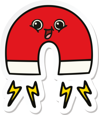 Bir insan tarafından çizilmiş şirin bir çizgi film mıknatısı etiketi.