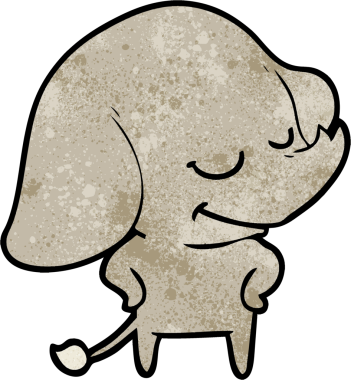 Bir insan tarafından çizilmiş gülümseyen bir fil.