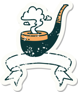 Bir insan tarafından çizilmiş sigara tiryakisi dövmeli eski bir etiket.