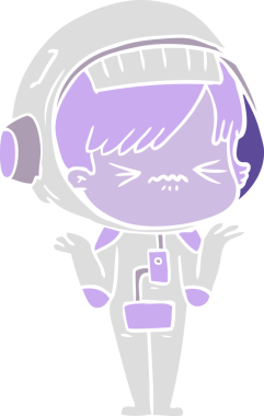 Bir insan tarafından çizilmiş düz renk çizgi film kızı.