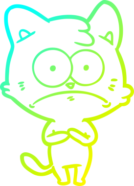 İnsan tarafından çizilmiş bir çizgi film çizimi. Sinirli bir kedi.