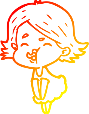 Bir insan tarafından çizilmiş bir çizgi film kızının sıcak çizgi çizimi.