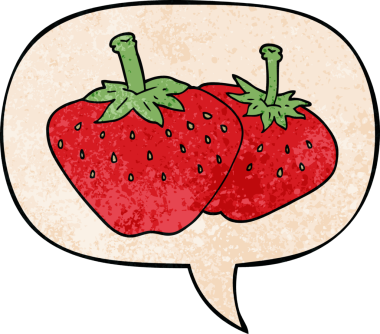 bir insan tarafından çizilmiş eski moda konuşma baloncuklu karikatür çileği