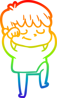 gökkuşağı gradyan çizgi çizimi bir insan tarafından çizilmiş mutlu bir çocuk