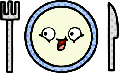 Bir insan tarafından çizilmiş yemek tabağının çizgi romanı.