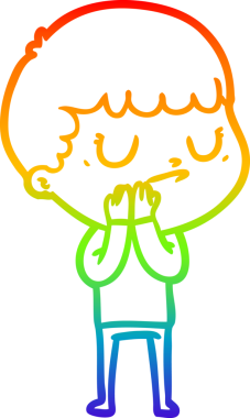 Gökkuşağı gradyan çizgi çizimi bir insan tarafından çizilmiş huysuz bir çocuk