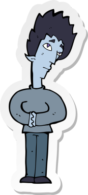 Bir insan tarafından çizilmiş meraklı bir vampirin çıkartması.