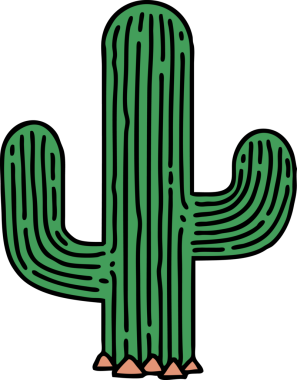 Bir insan tarafından çizilmiş geleneksel bir kaktüs dövmesi.