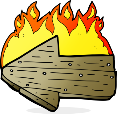 bir insan tarafından çizilmiş çizgi film yakma yönü oku