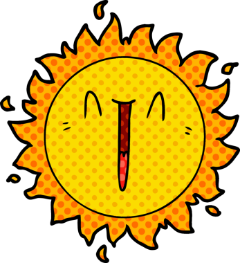 Bir insan tarafından çizilen mutlu çizgi film güneşi