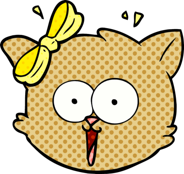 Bir insan tarafından çizilmiş kedi suratlı bir çizgi film.