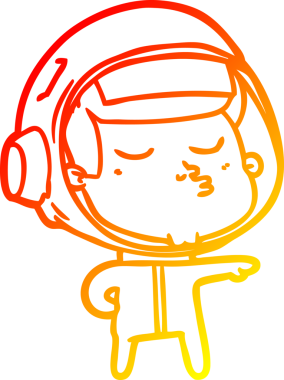 Bir insan tarafından çizilmiş kendinden emin bir astronotun sıcak çizgi çizimi