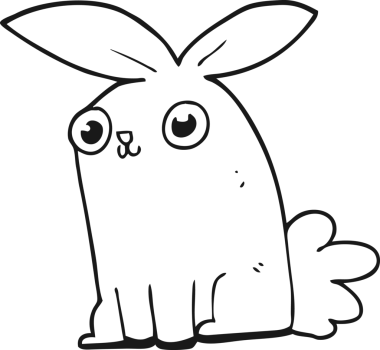 Bir insan tarafından çizilmiş çizgi film tavşanı