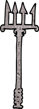 Bir insan tarafından çizilmiş üç çatallı mızrak.