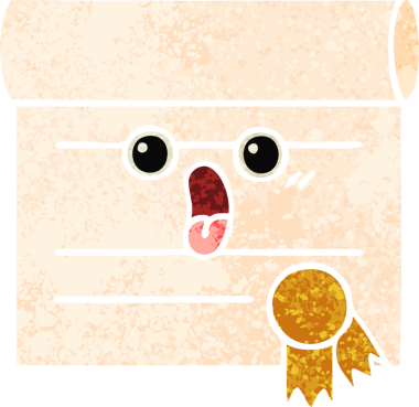 Bir insan tarafından çizilmiş bir sertifikanın retro illüstrasyon tarzı karikatürü