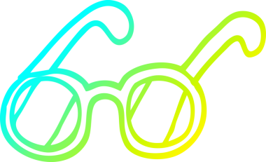 Bir insan tarafından çizilmiş bir çizgi film gözlüğünün soğuk gradyan çizimi